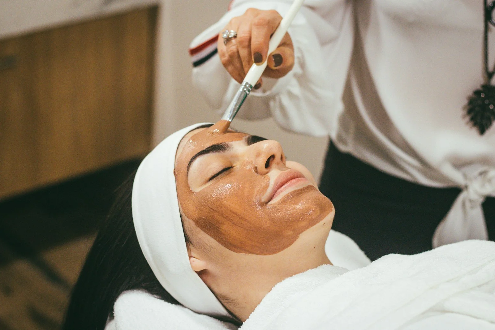 A facial treatment on real skin